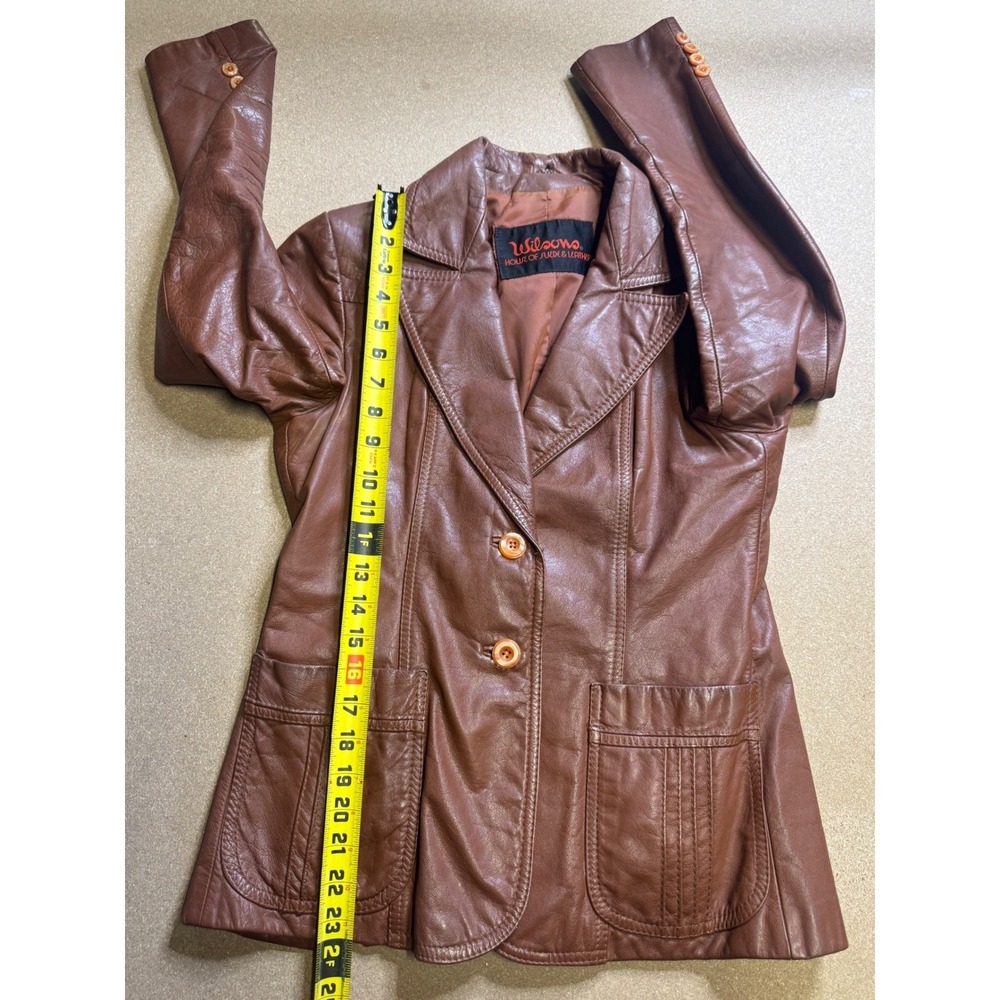 Wilsons House of Suede & Leather Vintage Brown Leather Blazer Jacket Womens 70s - Picture 6 of 10